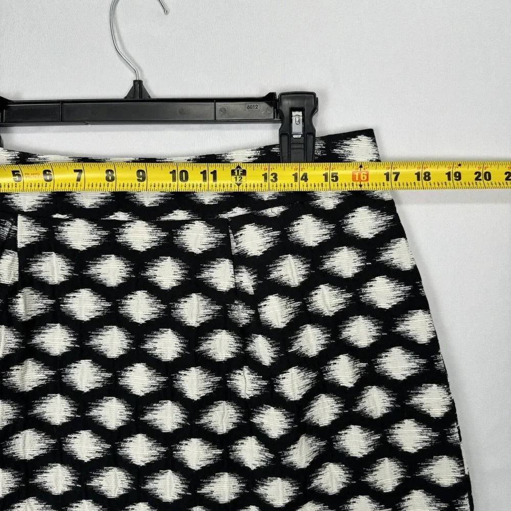 Banana Republic Mini Skirt Black White Polka Dot Size 10 A-Line Pleated Back Zip - Picture 11 of 15